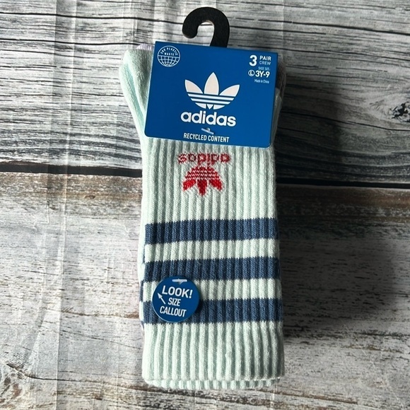 Adidas 3-Pair Pack of 3 Different Color’s / Youth Shoe Size ( L ) 3Y-9 - Picture 1 of 4